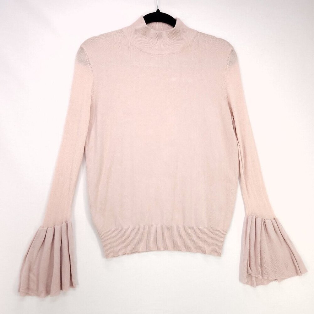 Paisie  Top Turtle Neck Flare Long Sleeve Blouse Pink Womens Large Sweater Shirt